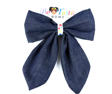 Bo Tastic TM Signature Long tail Denim Bow