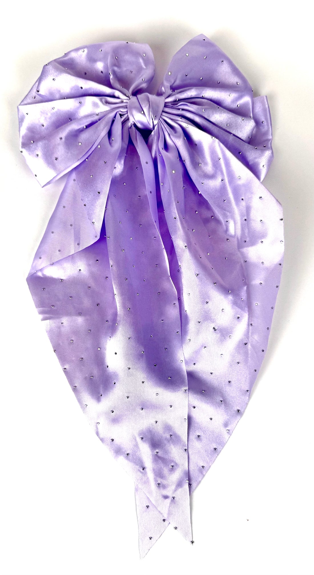 Large Long Satin Bow With Rhinestones