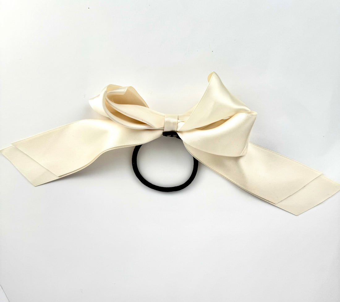 Medium Satin Hair Bows With Elastic Band