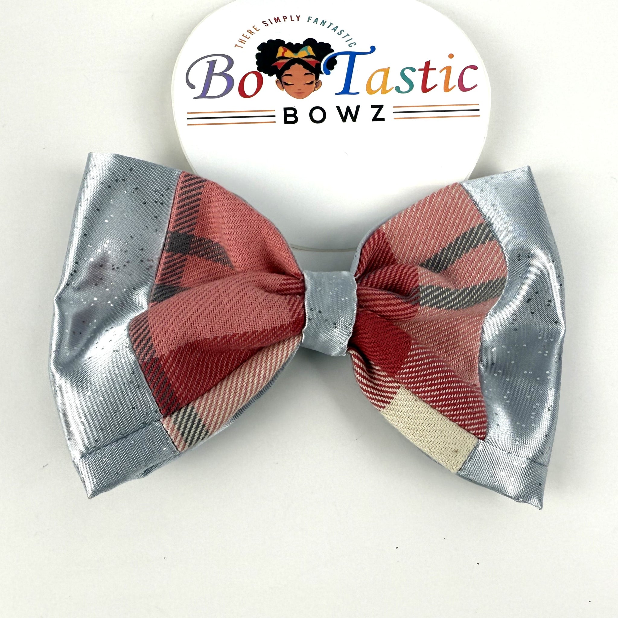 Bo Tastic Plaid sliver glitter & pink