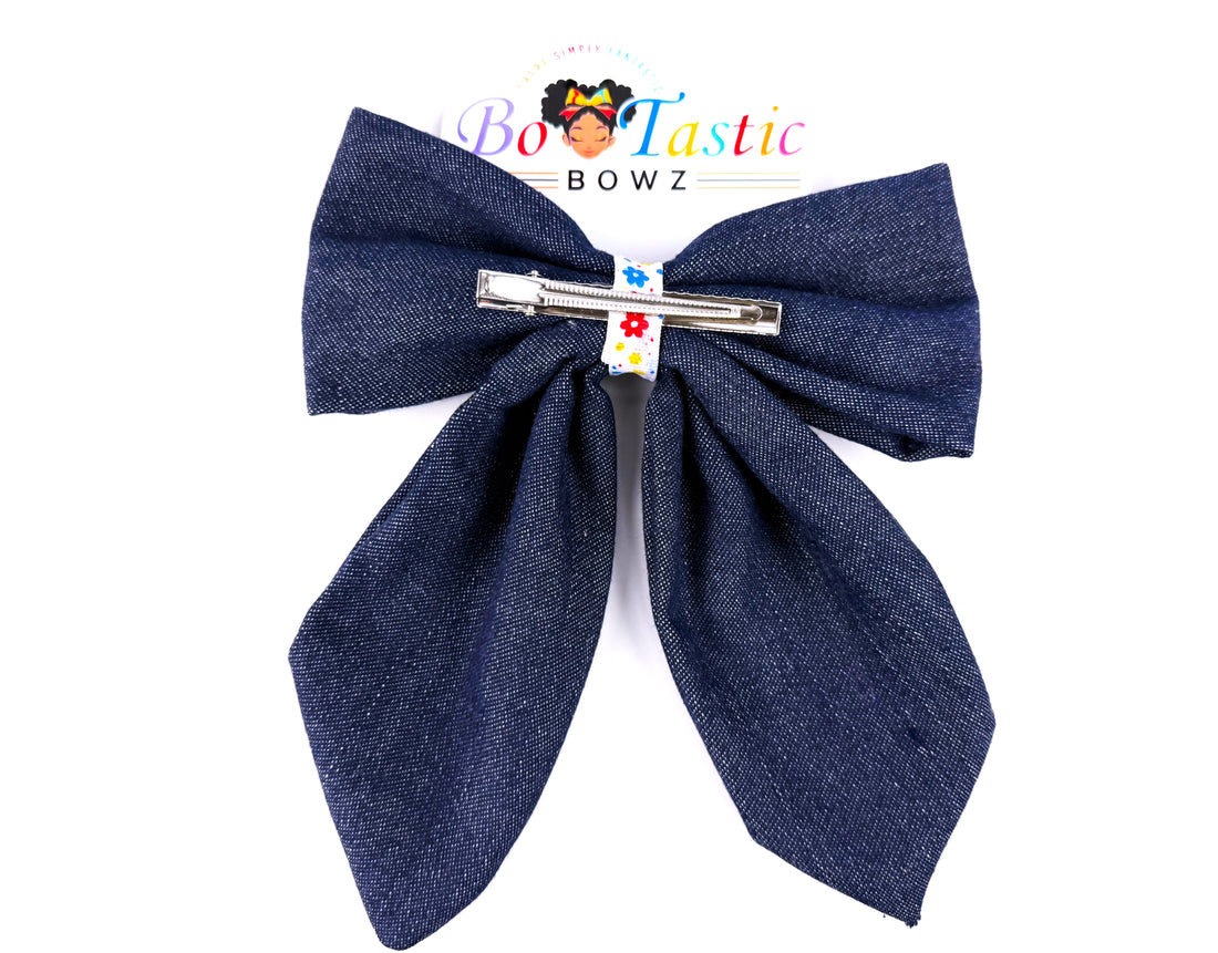 Bo Tastic TM Signature Long tail Denim Bow
