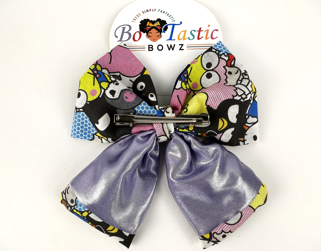 Bo Tastic Hello kitty shiny purple 2 tone Long Tail Bow