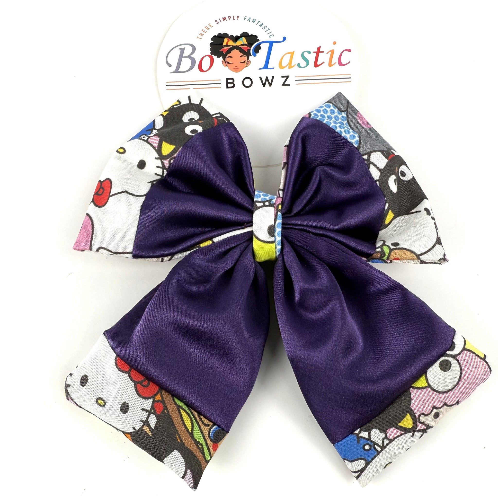 Bo Tastic hello kitty royal 2 tone purple Long Tail bow