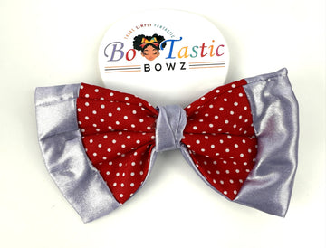 Bo Tastic Polka Dot Two-Tone Red and Shiny Purple Bow