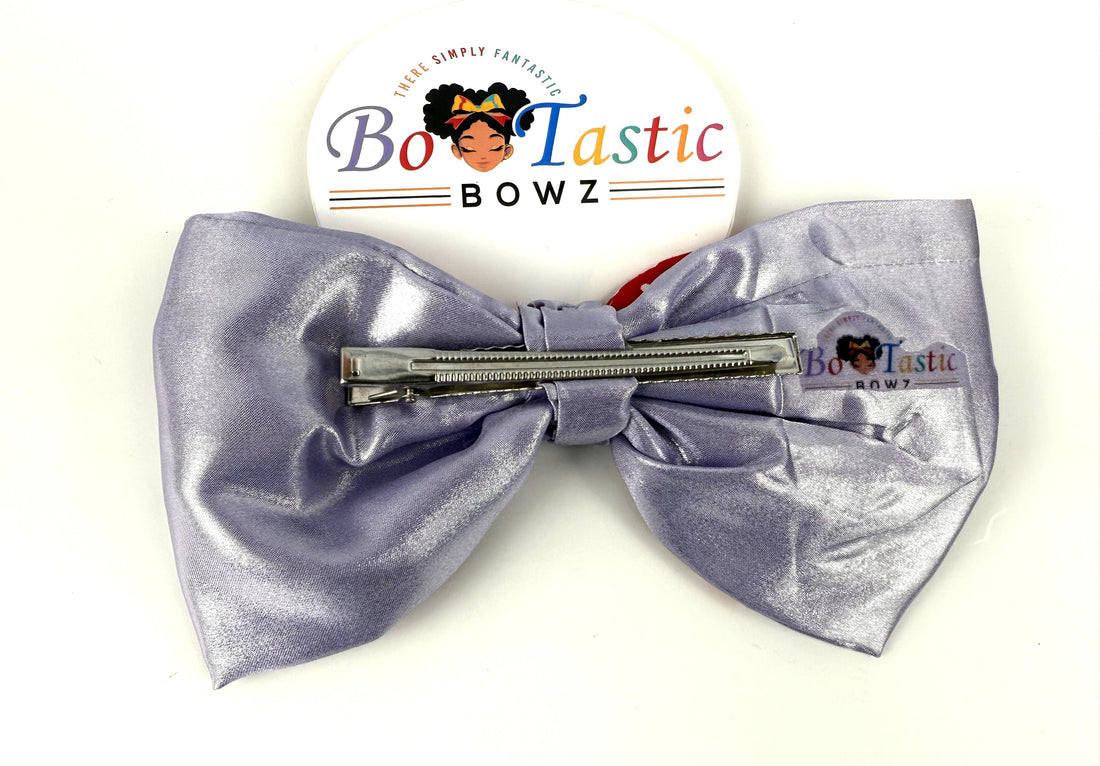 Bo Tastic Polka Dot Two-Tone Red and Shiny Purple Bow